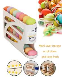 1 件创意四层自动鸡蛋滚动架，大容量厨房鸡蛋储存整理器，带滑轨，多层鸡蛋架，适用于冰箱、厨房、派对、复活节彩蛋收集 - 彩色 - 查看 3