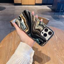 1pc Matte IMD Material Black & Green Marble Pattern Luxury Phone Case Compatible With IPhone 11, 12, 13, 14 Plus, 15 Pro Max, 16 Pro, 12 Mini, XS Max, 11 Pro Max, S25 Ultra, S24, S23 FE, A56, A55, A54, A16, A36, A06, A05, A15, Redmi 13C, 14C