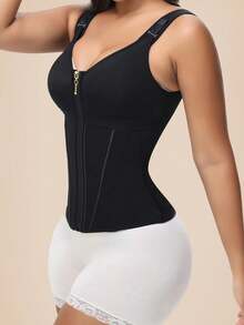 1PC Waist Trainer Corset Vest Tummy Control Shapewear Breathable Waist Cincher For Women Body Shaper Sport Girdle Adjustable Buttoned Repair Corset Steel Bone Belly Belt - Black - View 9