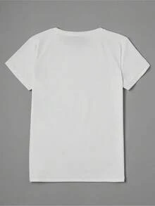 Camiseta de cuello redondo con estampado colorido "Vive una vida maravillosa" para mujer, modelo 2026 - Tejido informal, suave y cómodo. - Blanco - Ver 3