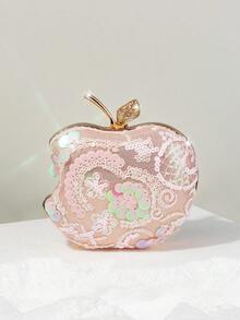 这款迷人、优雅、奢华的粉色苹果形亮片手提包，适合派对、商务和休闲场合，适合女士、女性、派对女孩、新娘，是派对、婚礼、舞会、宴会/庆典的完美之选，也是送给女性、母亲、老师、朋友、伴娘的最佳礼物。 - 粉色 - 查看 1