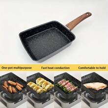 Sartén antiadherente para tamagoyaki, sartén rectangular para tortilla y hamburguesa, sartén antiadherente para enrollados de huevo, mini sartén para tamago con espátula de silicona, sartén pequeña - Fácil de limpiar y apta para lavavajillas, utensilios de cocina para el hogar