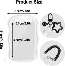 1Pcs Cute Photocard Holder Keychain Kpop Photo Card Holder Wave Photocard Keychain Transparent Pc Holder Photocards Holder Bus Student Card Photo Protector - 1 - 查看 3