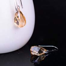 New Vintage Personality Long Dangle Earrings For Women Girls Fashion Rose Gold Color Water Drop Artificial Crystals Earrings Jewelry Gifts - 香檳色 - 查看 4