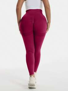 TNTOR 加大码女式高腰提臀紧身裤，高弹速干紧身运动裤，蜜桃臀，中腰，瑜伽，黑色，长裤，高腰设计，收腹，适合运动、骑行、健身爱好者 - 中紫紅色 - 查看 7