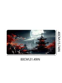 Japanse Wind Tafelmat Volle Maan Tafelmat Zwart En Rood Muismat Game Muismat Uitgebreid Toetsenbord Mat Laptop Muis Toetsenbord Mat Geschikt Voor Bureau Decoratie