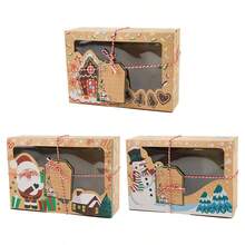 3/6/9/12PCS Christmas Gift Box Set With A PVC Transparent Window, Rectangular Storage Box For Cookies And Candies, Made Of Kraft Paper, Featuring A Gingerbread House Design, Perfect For Holiday Party Favors And Home Decor Storage Christmas Christmas Decorations Christmas Pajamas Christmas Gifts Christmas Decor