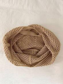 Hollow Out Weave Straw Bag Bohemian Beach Handbag Hollow Tote Bag Large Capacity Shopping Beach Bag Fashion Hollow Out Weave Straw Bag Beach Handbag Bohemian Style Beach Bag Slouchy Style Large Capacity Hollow Tote Bag Vacation