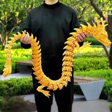 [3D Dragon Toy] Posable Flexible 3D Printed Dragon Toys 90cm/35.4in - 60cm/23.6in Fidget Dragon Figurine For Car Dashboard Bedroom Fish Tank - Multicolor - View 4