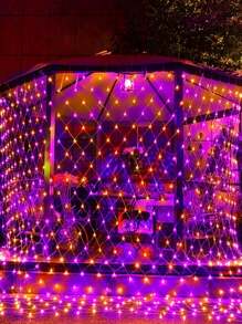 1 Stück Solar 1,5x1,5 Fischernetz Licht, wasserdichte LED mit transparentem Kabel, blinkende Lichter für Garten Außenbereich, geeignet für Terrasse, Wand, Dach, Balkon, Thanksgiving Dekorations Lichterkette