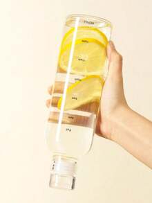 1 szt. Kubek ze skalą czasu, minimalistyczny, przezroczysty plastikowy kubek, unisex, odpowiedni do szkoły, samochodu, na zewnątrz, na siłownię, kemping