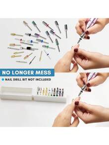 1pc 5.31-Inch ABS Material Nail Drill Bit Holder, Dust-Proof Display Storage Box, 30-Hole Nail Art Tool (Drill Bits Not Included)