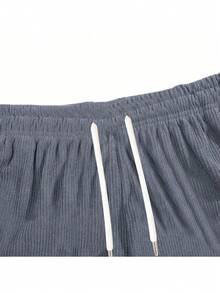 Quần short ống đứng nhung kẻ mùa hè cho nam, quần Bermuda dáng rộng thoải mái họa tiết in họa tiết phù hợp - Màu Xám nhạt - Xem 2