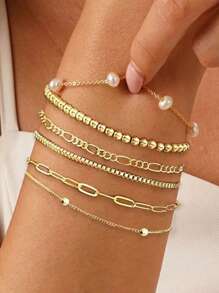 Gold Bracelets For Women, Stackable Bracelet Stack Set Adjustable Charm Paperclip Chain Cuban Link Layered Waterproof Jewelry Sets Gifts For Women