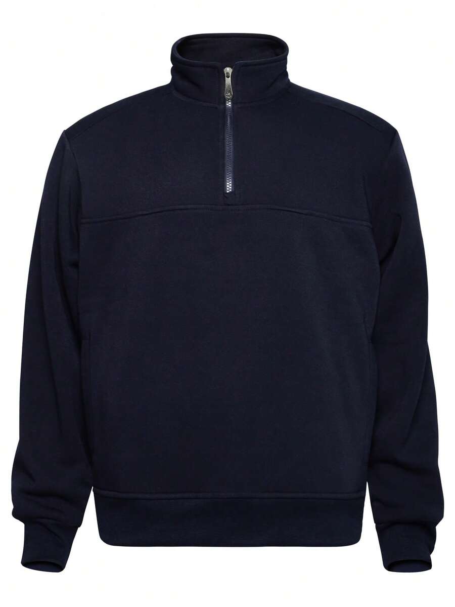 Men's Quarter Zip Pullover Hoodie - Multiple Colors Available - 藏蓝色 - 查看 1