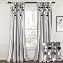 LUSH DECOR Boho Pom Pom Tassel Linen Window Curtain Panel Navy Single 52X84 Halloween-Fall Decor-Room Decor - 灰色/黑色 - 查看 2