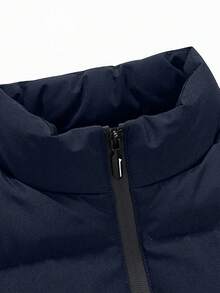 男士保暖加厚背心，简约百搭夹棉无袖夹克，宽松版型，秋冬 - 藏蓝色 - 查看 7