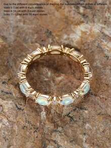 1 件迷人方晶锆石和人造蛋白石戒指，适合女士结婚订婚周年派对珠宝情人节礼物