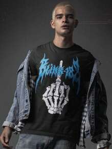 Blink-182 | Official Band T-Shirt | Mid*Le Finger - Ships In 48 Hours - Flaunt Rebellious Pop-Punk Attitude With This Mid*Le Finger-Inspired Design. Crafted From Soft, Durable Cotton, It Delivers All-Day Comfort While Showcasing Bold, Edgy Artwork That Captures Blink-182's Iconic Energy. Perfect For Concerts, Streetwear, Or Fans Who Live For Fearless Riffs And Cheeky Style, This Tee Lets You Wear Pop-Punk Spirit Loud And Proud. - Black - View 2