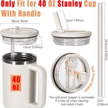 1/2Pcs Flip Straw Lid Replacement For 40 Oz Tumbler With Handle, Leak-Proof, Spill-Proof Straw Lid Cover, Includes Straw, Perfect For Travel, Gym, Car, Daily Use - Black - View 3