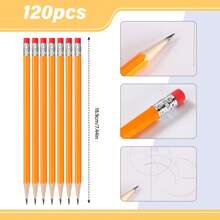 120 Pcs #2 HB Pencils With Eraser No 2 Unsharpened Wooden Hexagonal Pencils For Adults Gifts For School Exam Art Learning Office Sketching (Black) - 黃色 - 查看 4