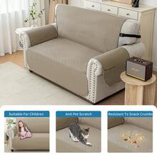 YSTYLE Vỏ bọc ghế sofa 1/2/3/4 chỗ có tay vịn, Vỏ bọc ghế bành đa năng, Vỏ bọc ghế sofa chống trượt, Vỏ bọc ghế sofa chống trầy xước, Vỏ bọc ghế sofa chống bẩn, Tấm bảo vệ ghế sofa cho mèo và chó - Màu Khaki - Xem 3