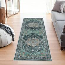 Alfombras de área de 9x12 para sala de estar - Grandes alfombras bohemias resistentes a las manchas con respaldo antideslizante, diseño vintage para dormitorio, beige/marrón, decoración del hogar - Verde azulado - Ver 1