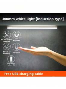 1 pièce Barre lumineuse à LED avec capteur de mouvement PIR rechargeable par USB, lampe de placard portable à induction, pour chambre, cuisine, couloir, décoration de chambre
