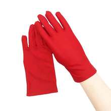 1 pieza Guantes de spandex de moda, cómodos para conducir, rendir, duraderos para ciclismo, resistentes para bodas, guantes cortos unisex para fiestas, protección solar, diseño de borde recto/bloqueado aleatorio - Rojo - Ver 3
