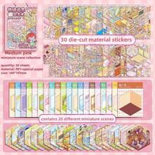 Miniature Landscape Sticker Collection, Three-Dimensional Hut Scene Stickers, Handmade DIY Collage Notebook, Small Sticker Decoration, Interesting And Cute Korean Cartoon Scene Stickers, Suitable For Adults And Teenagers To Relieve Stress And Kill Time,For School Supplies,Back To School