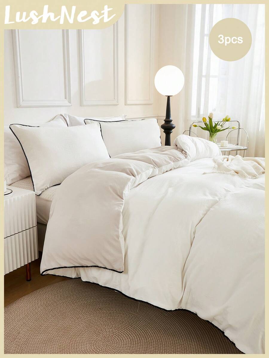 Bộ đồ giường màu trắng Boho Farmhouse Bộ chăn ga gối đệm hai mặt màu be và trắng Bộ chăn ga gối đệm đôi cỡ Queen cỡ King 3 món bằng sợi siêu mềm thoáng khí 1 chăn ga gối đệm có khóa kéo 2 vỏ gối Không có chăn bông Quà tặng cho nam và nữ - Nhiều màu - Xem 1