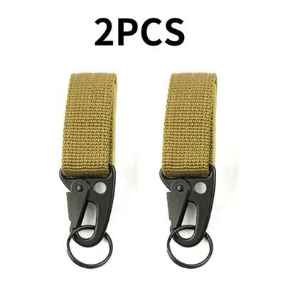 2PCS Outdoor Carabiner Molle Clip Nylon Key Hook Hanging Belt Webbing Strap Buckle