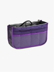 钱包收纳包手提包手提包收纳袋多功能化妆包，双层拉链包，中号包，洗漱用品收纳包，手提内衬包 - 防水尼龙完美化妆品旅行袋用于化妆简易折叠收纳包多功能收纳包韩版时尚尼龙防水男女手提包 - 彩色 - 查看 17