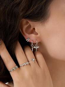 1 Pair Minimalist Mini Magic Dragon Copper Stud Earrings, Fashionable Design Suitable For Women's Daily Wear - Multicolor - View 4