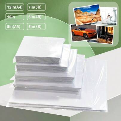 100pcs 5-Inch & 6-Inch Glossy Photo Paper, 20pcs 10-Inch Inkjet Printing Photo Paper, 6-Inch Photo Paper, Instant Film Photo Paper, A4 Inkjet Photo Paper, 5-Inch Glossy Photo Paper