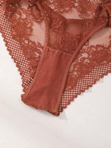 4件装性感蕾丝拼接比基尼女式内裤低腰无缝三角裤镂空舒适内衣内裤 - 彩色 - 查看 8