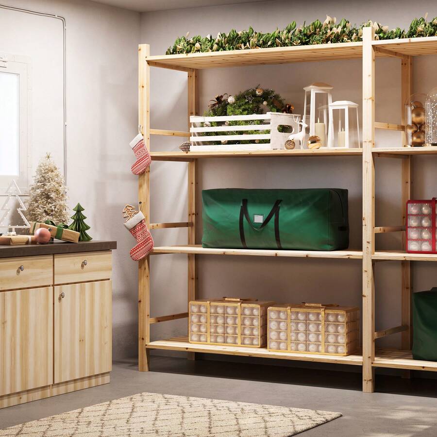 SONGMICS Sac de Rangement pour Sapin de Noël Artificiel, Housse de Protection pour Arbre jusqu'à 210 cm, Tissu Oxford 600D, Imperméable, Anti-poussière, Pliable, avec Poignées, Rouge Vert - Vert - Voir 1