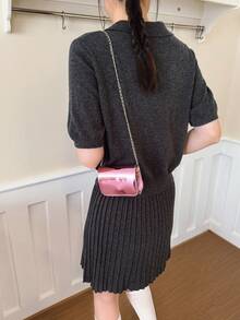 Laser Girl Fashion Shoulder Bag, New Crossbody Square Bag, Solid Color Small Purse - A - View 5