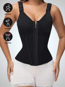 1PC Waist Trainer Corset Vest Tummy Control Shapewear Breathable Waist Cincher For Women Body Shaper Sport Girdle Adjustable Buttoned Repair Corset Steel Bone Belly Belt - Black - View 14