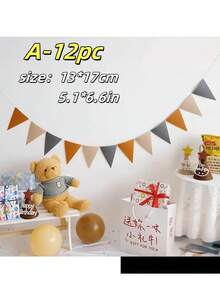 1套，3米长，12件，6色复古彩色亚麻三角旗，适用于生日、婚礼、万圣节、圣诞节、教室装饰、新年派对装饰、秋季家居装饰。线条不影响使用。颜色随机发！！，适用于学校用品，返校 - 單件 - 查看 5