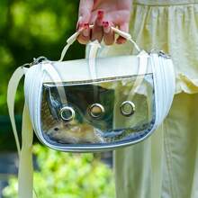 1 件便携式小动物背包，透气网眼，透明气泡窗，适合豚鼠、兔子、老鼠、鸟类，夏季旅行