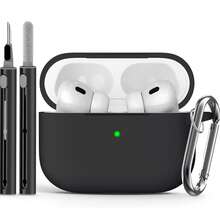 1PC Soft Silicone Bluetooth Earphone Case With Cleaning Pen – Shockproof & Scratch-Resistant Cover, Compatible With Apple Wireless Earbuds 1/2/3/4/Pro/Pro (2nd Gen)Pro3, Practical Gift For Men & Women - Black - View 1