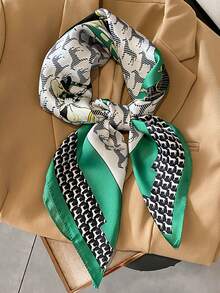 1 件波西米亚风格 70 年代印花小方巾，仿丝头巾，新款男士围巾，百搭，可搭配装饰领带、头带、时尚围巾 - 彩色 - 查看 7