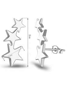suteyi 星形裝飾耳釘 - 銀色 - 查看 4