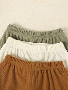 3pcs Baby Boy Corduroy Button Decor Casual Double Pocket Pants Set, Multi-Color - Multicolor - View 6