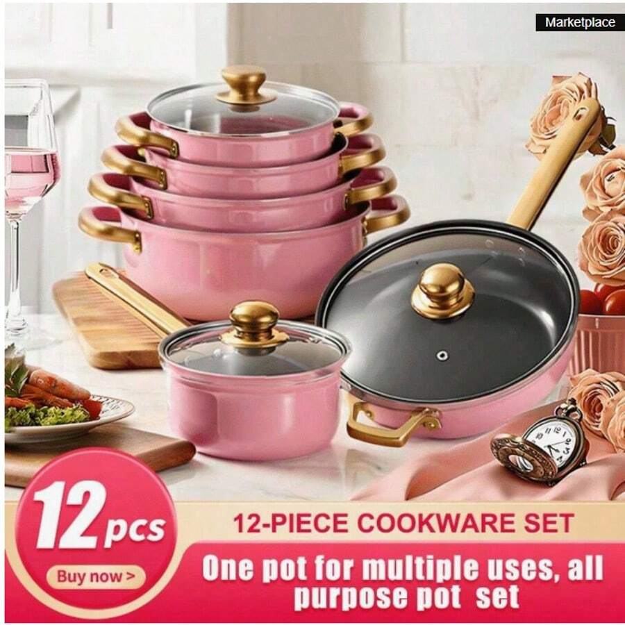 12-Piece Stainless Steel Cookware Set-Wire Handle Pot Set Stainless Steel Wire Handle Milk Pot Stainless Steel Soup Pot Steamer Set With Glass Lids, Versatile Kitchen Pots And Pans Collection