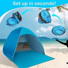 UPF 50+ Portable Beach Tent With 6 Pegs, Lightweight And Durable, Effective Sun Shade, Perfect Gift For Christmas, Halloween, Thanksgiving. Oval-Shaped UV-Blocking Beach Canopy, Suitable For Family Beach And Outdoor Activities, Available In Various Vibrant Colors, Fashionable Design, Easy To Set Up, Essential Summer Sun Protection Accessory. - Multicolor - View 2