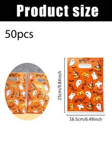 20/50 pièces Sacs fourre-tout avec design citrouille orange et fantôme pour Halloween, sacs de fête avec lettre "Boo", sacs d'emballage cadeaux, sacs décoratifs mignons pour vacances, décorations Halloween