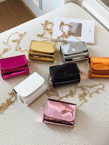 Laser Girl Fashion Shoulder Bag, New Crossbody Square Bag, Solid Color Small Purse - A - View 2