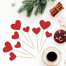 15/30 件闪光心形纸杯蛋糕装饰甜蜜爱情主题心形蛋糕挑选装饰婚礼订婚新娘送礼会生日情人节派对装饰